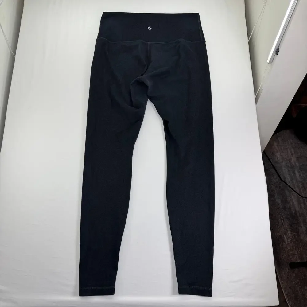 Lululemon Leggings Womens Sz 7/8 Black Snakeskin Athletic Yoga Pants Stretch Gym